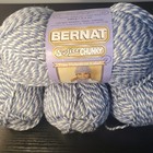 Bernat Softee Chunky Yarn 4 Skeins Denim Ragg Acrylic Dusky Blue  White Pattern