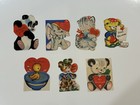 Lot Of 7 Vintage Valentines W  Adorable Animals 1940s-1960s Valentines