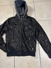 Wulful Men s Black Bomber Jacket Hooded Zip Short Solid Medium Fall Winter