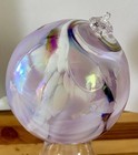 Kitras Art Glass Ball Pink Purple Calico Hand Blown Glass Hanging Ornament