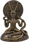 Seated Celtic Horned God Herne Cernunnos With Deer Antlers And Earth Disc Statue