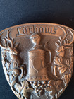 Vintage Luchow s Restaurant Ny Bronze Shield Paperweight Emblem