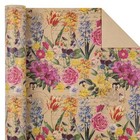 Kraft Floral Wrapping Paper Roll - 17 Inch X 9 8 Feet Kraft Floral   Letter