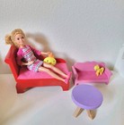      Kidkraft Wooden Doll Furniture Lot Chase Lounge Table Pink Barbie Dollhouse