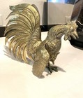 Vintage Mid Century Brass Fighting Rooster Figurine