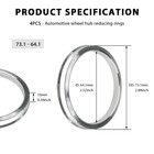 4 Pcs Hub Centric Rings Aluminum Alloy 64mm Id To 73mm Od Wheel Bore Spacer