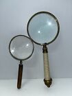      2 Antique Magnifying Glasses - Original Condition - 6 5  X 3    9  X 3 75 