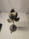 Silvestri Solid Brass Iris Flower Candlestick Holder Vintage 10-11 Inches Tall