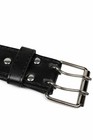 Genuine Leather Two Prong Double Row Holes Casual Plain Black Belt All Sizes