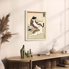 Tattooed Cat Japanese Ukiyo-e Canvas Poster Wall Art Smoking Cat Print Decor