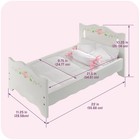 Wooden Doll Bed White Pink Rose Design Doll Furniture Bedding Included