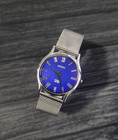 Rare Vintage Se  ko Round Slim Roman Blue Dial Slv Mens Watch