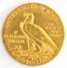 Us 1908  2 50 Indian Head  900 Fine Gold Quarter Eagle Philadelphia Mint Coin