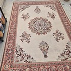 Traditional Oriental Style Area Rug Cream Rust Floral Medallion Fringed Carpet