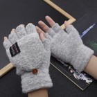 Winter Knitted Fingerless Gloves  Warm Half Finger Gloves Convertible Mittens Us