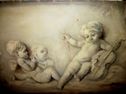 19th C French Oil Painting Putti En Grisaille Cherubs Signed Rebatet Grays Pr