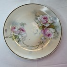 Vintage Psag Bavaria Hand Painted Pink Rose Plate 8    Gold Trim German Porcelain