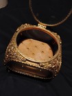 Ormolu Table Casket Trinket Box Gold Vanity Dresser Roses Beveled Glass Vtg