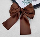 Brown Satin Stylish Bow Big Ribbon Bow Knot Hair Clip All Hair Types Non Slip