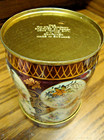 Vtg Floral Round Candy Tin Small Container W lid colorful gold Tri  England  320