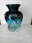 Free State Studio Art Glass Handblown Turquoise Vase   Signed And Dated 2013 