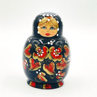 Vintage Russian Matryoshka Wooden Nesting Dolls Set Of 8 Hand Painted Folk Art