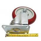 Caster Wheels 5 dia Swivel Plate Red Polyurethane Heavy Duty Easy Install 4-pack