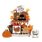 Tradder 13 Pcs Thanksgiving Tiered Tray Decor Fall Farmhouse Wood Signs