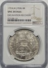 1753 Peru 8 Reales Ngc Unc Details Excavation Recovery Silver Coin Pillar Dollar
