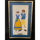 Fabric 3d Textile Wall Art Swedish Women Doll Sweden Vintage Gold Frame