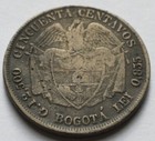 1881 Colombia Cincuenta 50 Centavos Silver Coin