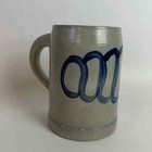 Vtg German Ceramic Beer Stein Mug Cobalt Blue Beige Gray Salt Glaze 0 5l Stamped