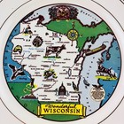 Wonderful Wisconsin Travel Souvenir Plate 9  Gold Detail 1930s Taylor Smith 7524
