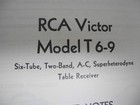 Vintage 1935 Rca Victor Model T6-9 Six Tube 2 Band Radio Service Notes