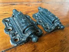 2 Original Antique Vtg Cast Iron Arcade Mfg Spring Loaded Screen Door Hinges Set