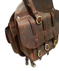 Western Leather Saddle Bag In Vintage Look On Dark Brown Oiled Leather Free Ship