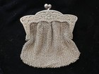 Antique French Art Nouveau Silver Metal Mesh Coin Purse
