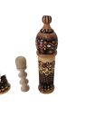  2 X  Hand Carved Wood Needle Case Nesting Box Made In The U s s r Vtg