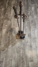 Vintage 1960 s 1970s Cast Iron Hammered Fireplace Tools 