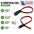 Dc Power Pigtail Wire Connector 5 5x2 1mm Male   Female 18awg For Cctv Led 12v