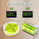 9 Pcs Small Bubble Spirit Level  Mini Magnetic Square Bubble Levels  Circular Sp