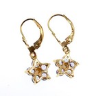 14k Solid Yellow Gold Natural Tanzanite And Diamond Star Dangle Earrings