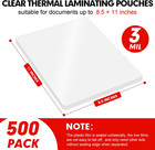 Laminating Sheets  500 Pack Clear Thermal Laminating Plastic Paper Laminator She