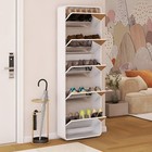 Mirror Shoe Cabinet With 5 Flip Drawers  Freestanding Shoe Rack Cabinet  69 37 h