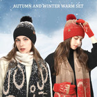 Women s Winter Knit Beanie Hat Scarf Touchscreen Gloves 3 Piece Matching Set