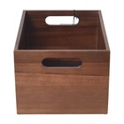 Better Homes   Gardens Acacia Wood Basket  Dark Finish