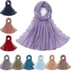 Women Chiffon Hijab Lace Long Scarf Muslim Headscarf Wrap Shawl Turban Scarves
