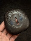 Hotei Buddha Motif Wan-gata Bowl Shaped Irregular Iron Tsuba  Edo Antique   464