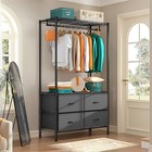 Clothes Organizer With 4 Large Fabric Drawers Hanging Rack For Hanging Clothes
