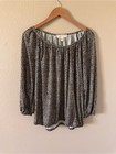 Michael Kors Black And Cream Leopard-print Peasant Top